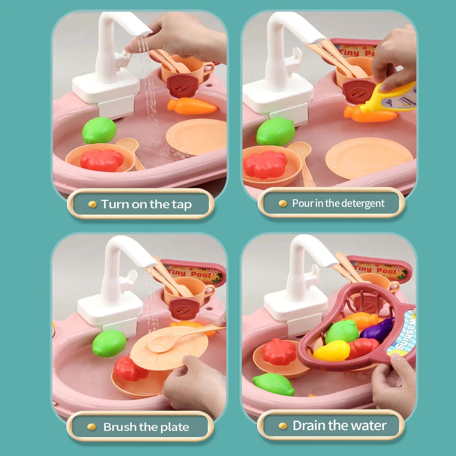 Nebublu Furnishing articles,Play A Slide 22pcs Kitchen 180°Rotatable Dishwasher Pretend Role Pretend Play Role Play Kitchen Pretend 2-in-1 Kitchen Slide 22pcs Kitchen Sink 2-in-1 Toddler Sink Arealer