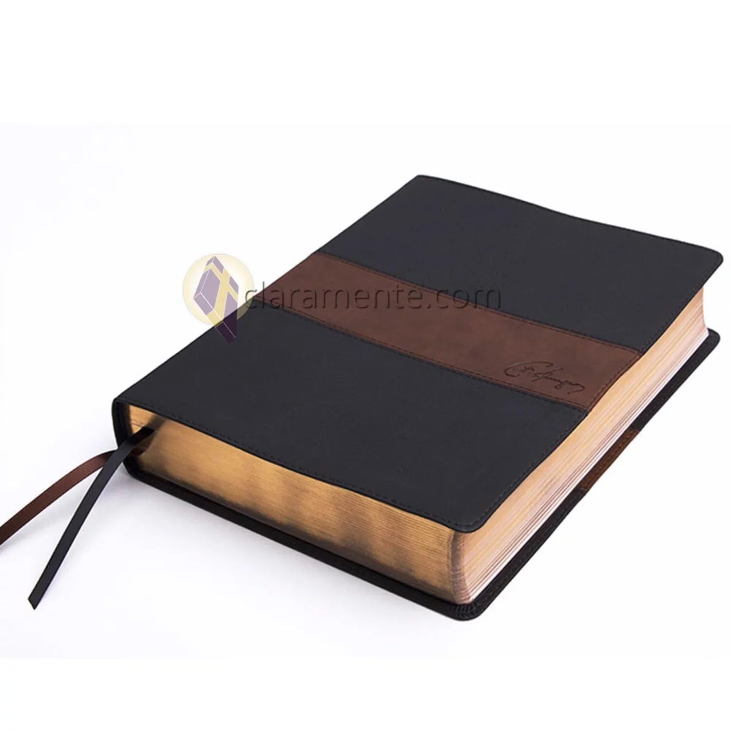 RVR 1960 Biblia de estudio Spurgeon, negro/marrón símil piel Wrap