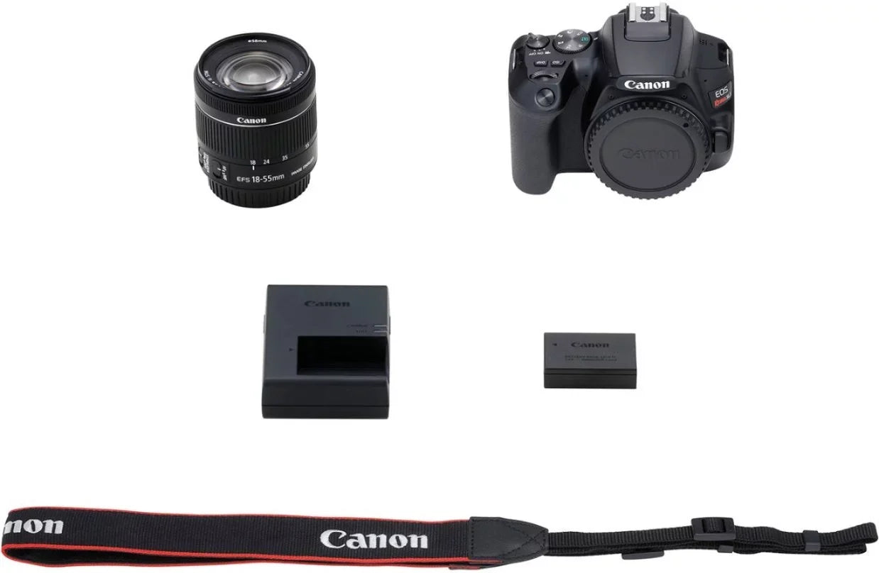 Canon EOS Rebel SL3 DSLR with EF-S 18-55mm STM Lens, 32GB Memory, Case, Flash, and Accessory Bundle