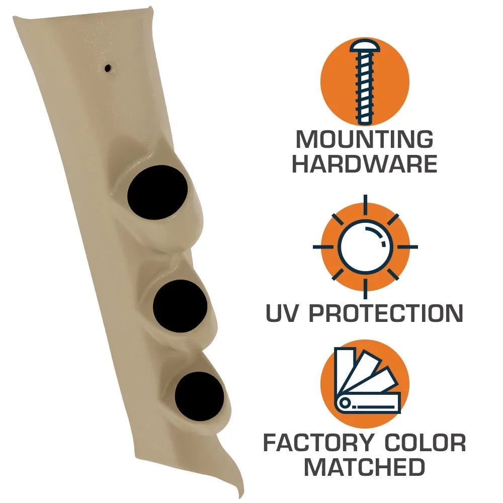 GlowShift 2014-2019 Chevrolet Silverado Duramax Tan Triple Gauge Package with Black 7 Color DS1 Gauge Set