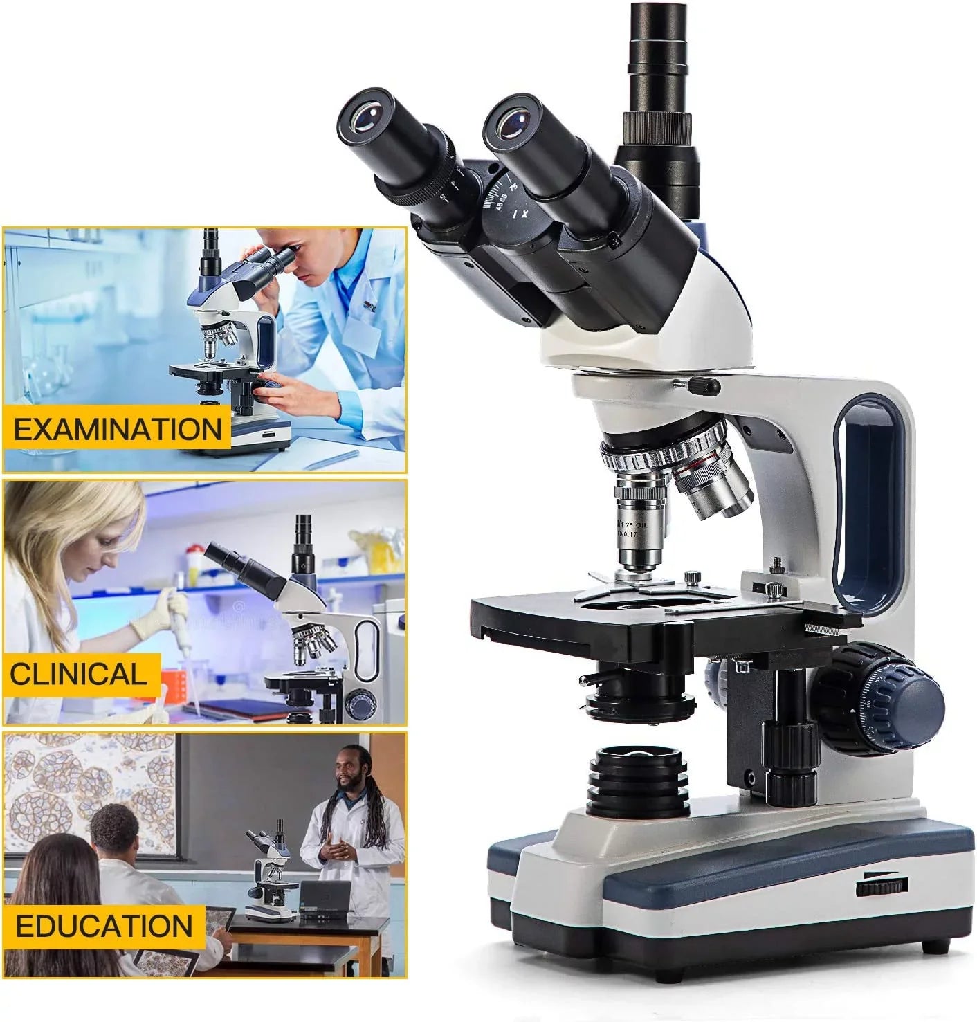 SWIFT Trinocular Compound Microscope SW350T, Magnification,Siedentopf Head,Research-Grade,Two-Layer Mechanical Stage,1.3mp Camera and Software Windows and Mac Matching