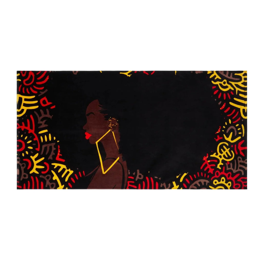 Pardon My Fro Harlem Black Large Plush Cotton Beach Towel for Women 30" x 60", 1 Piece