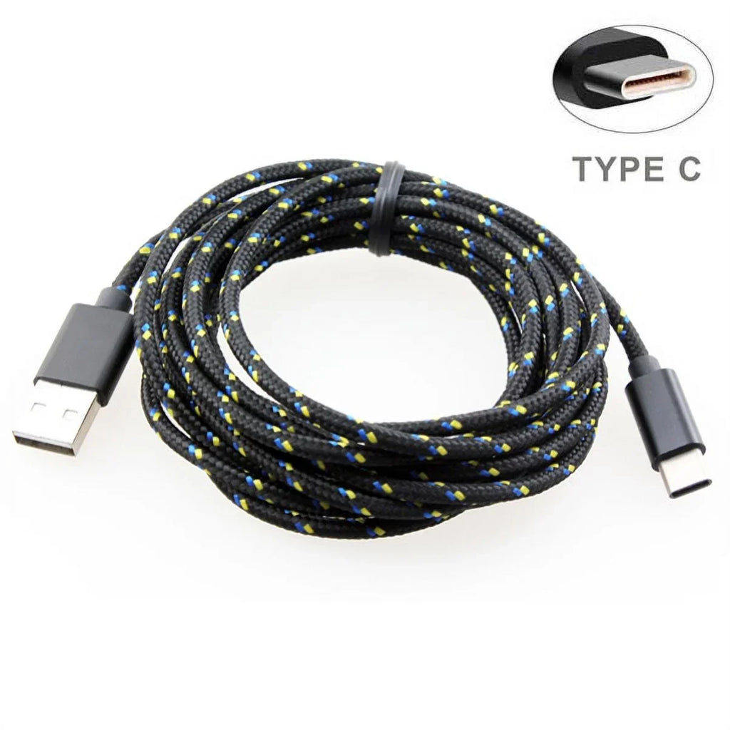 Rugged Resilient Canvas Case Holster Metal Belt Clip w Black Resilient Braided 10ft Long Type-C Cable Rapid Charger Sync USB Wire Y4P for Nokia 3.1 Plus - OnePlus 5T, 6, 6T, 7 Pro - Razer Phone 2