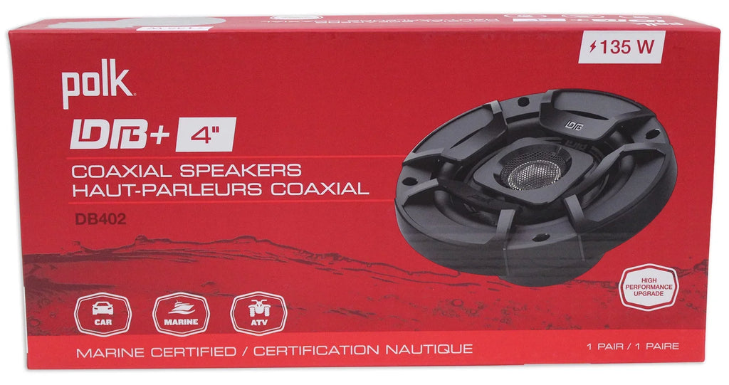 (2) Polk Audio DB402 4" 270w Car/Marine/ATV/Motorcycle Speakers+Speaker