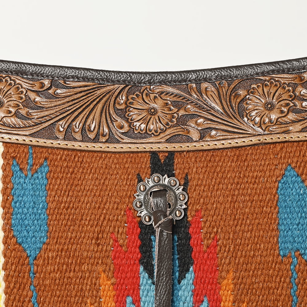OH OHLAY OHA115 HOBO Hand Tooled Upcycled Wool Genuine Leather women bag western handbag purse