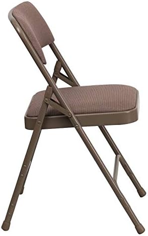 4 Pack HERCULES Series Curved Triple Braced & Double Hinged Beige Fabric Metal Folding Chair