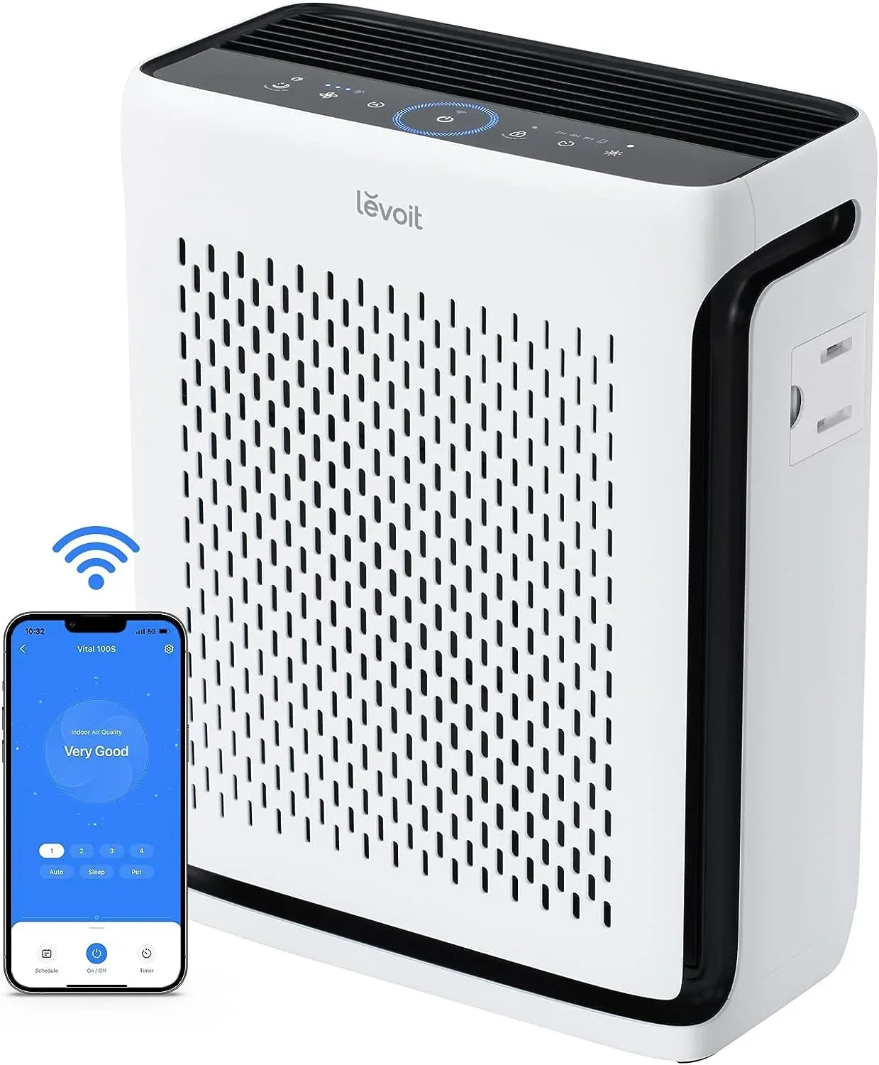LEVOIT Air Purifiers for Home Large Room Bedroom Up to 1110 Ft² with Air Standard and Light Sensors, Smart WiFi, Washable Filters, HEPA Filter Captures Pet Hair, Allergies, Dust, Smoke, Vital 100S