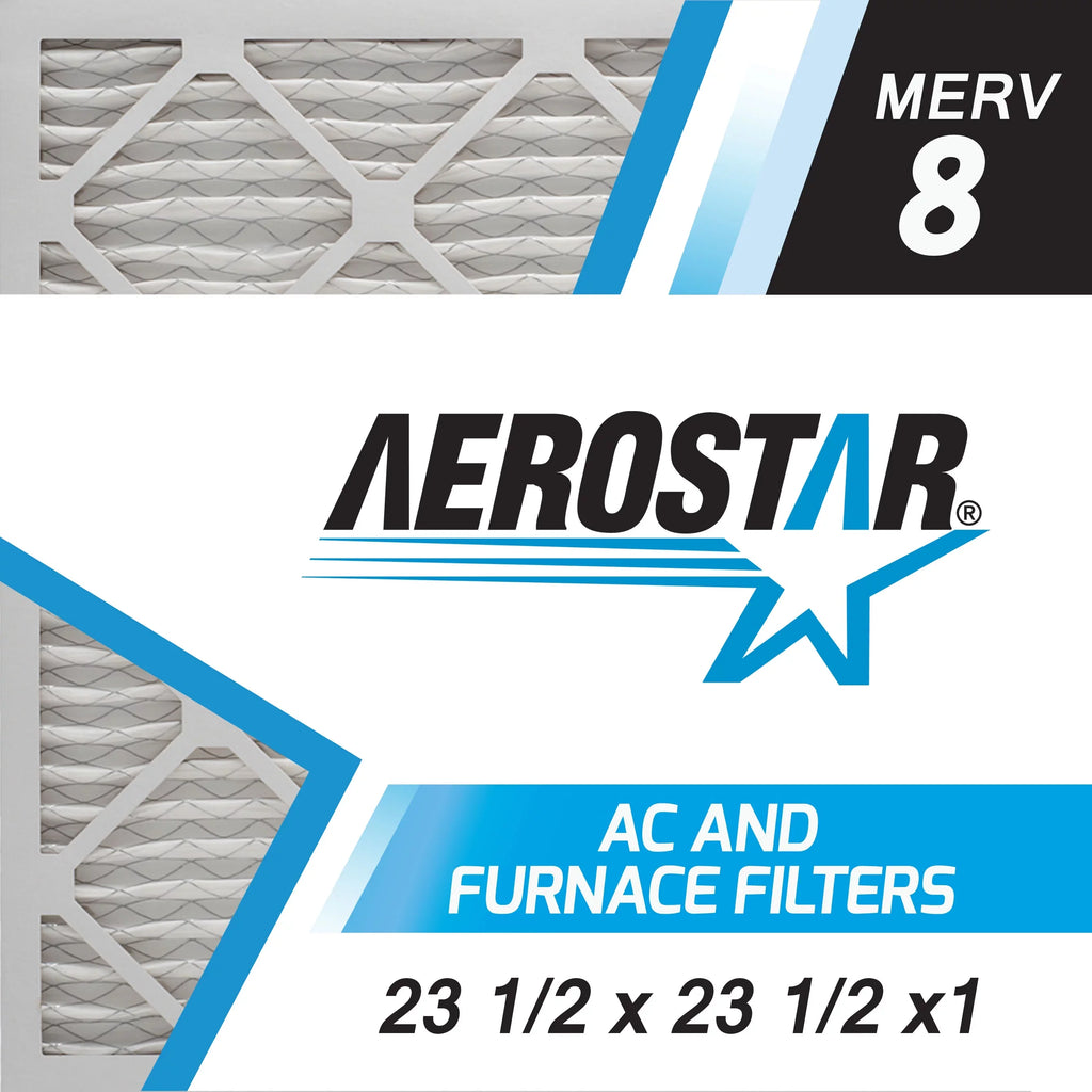 Aerostar 23 1/2x23 1/2x1 MERV 8, Pleated Air Filter, 23 1/2 x 23 1/2 x 1, Box of 6, Made in the USA