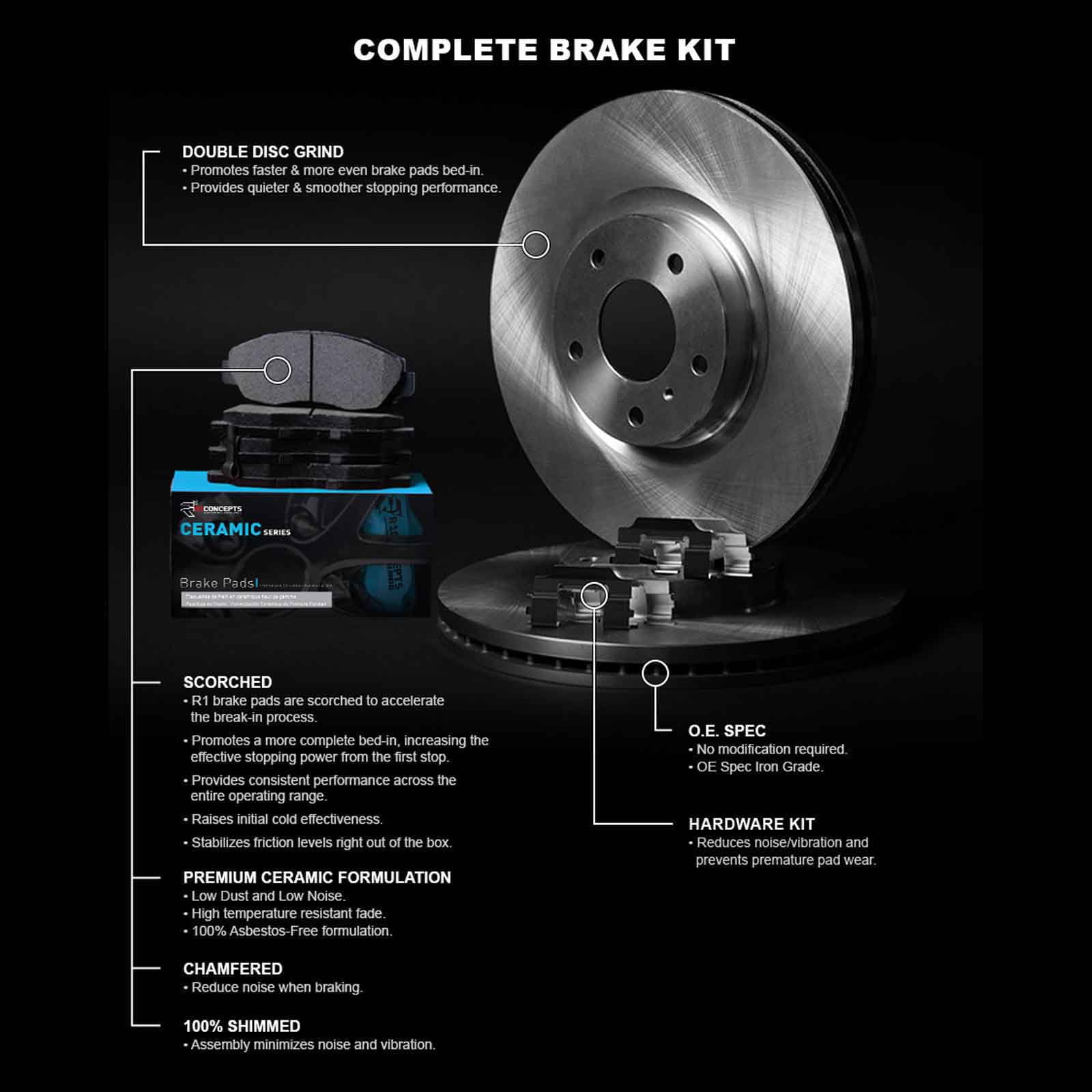 R1 Concepts Wfwh1 03069 R1 Concepts E Line Series Brake Rotor With Ceramic Fits select: 2016 KIA FORTE LX, 2015 KIA FORTE