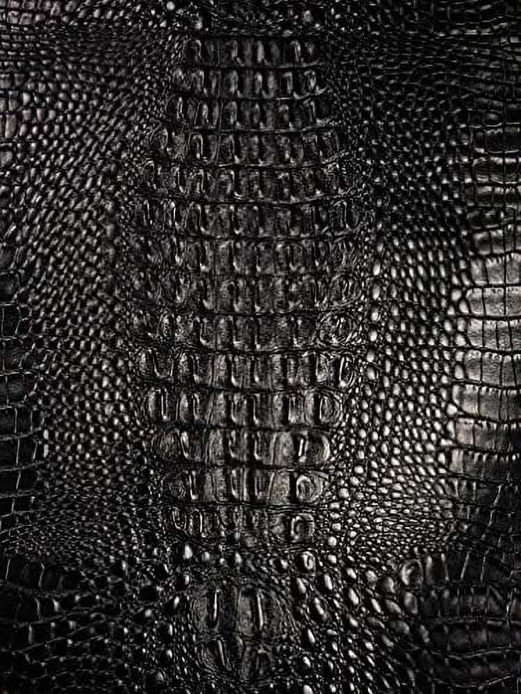Vinyl Fabric Crocodile Fake Leather Upholstery 54" Wide Sold By The Yard (SEMI Glossy Black)