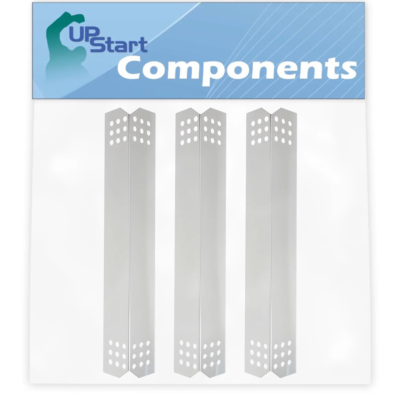 3-Pack BBQ Grill Heat Shield Plate Tent Replacement Parts for Jenn Air 730-0709 - Fitting Barbeque Stainless Steel Flame Tamer, Guard, Deflector, Flavorizer Bar, Vaporizer Bar, Burner Protection 16 1/8"