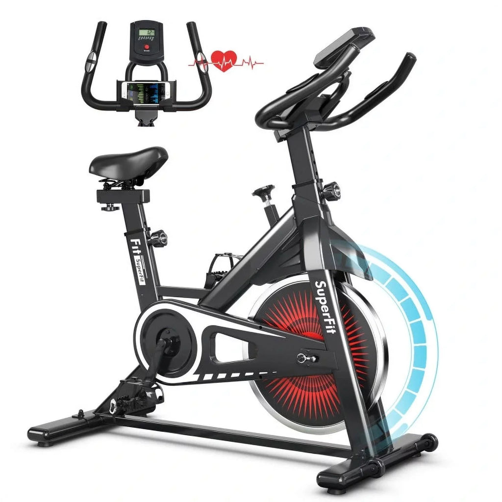FEIKUQI Exercise Bicycle, Adjustable Resistance Silent Belt Drive, Gym Indoor Stationary Bike, Red