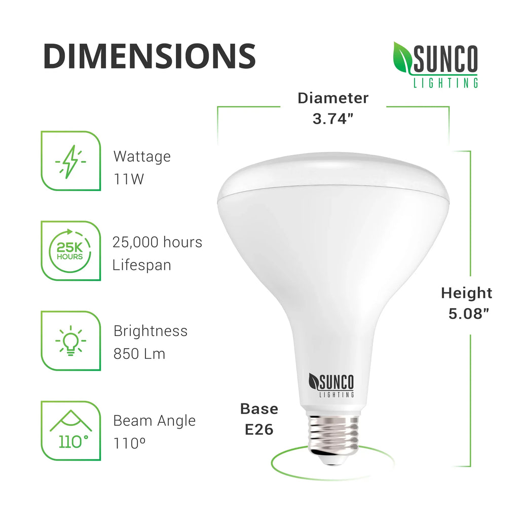 Sunco Lighting 32 Pack BR30 LED Bulb, 11W=65W, 3000K Warm White, 850 LM, E26 Base, Dimmable, Indoor Flood Light for 5" or 6" Cans - UL & Energy Star