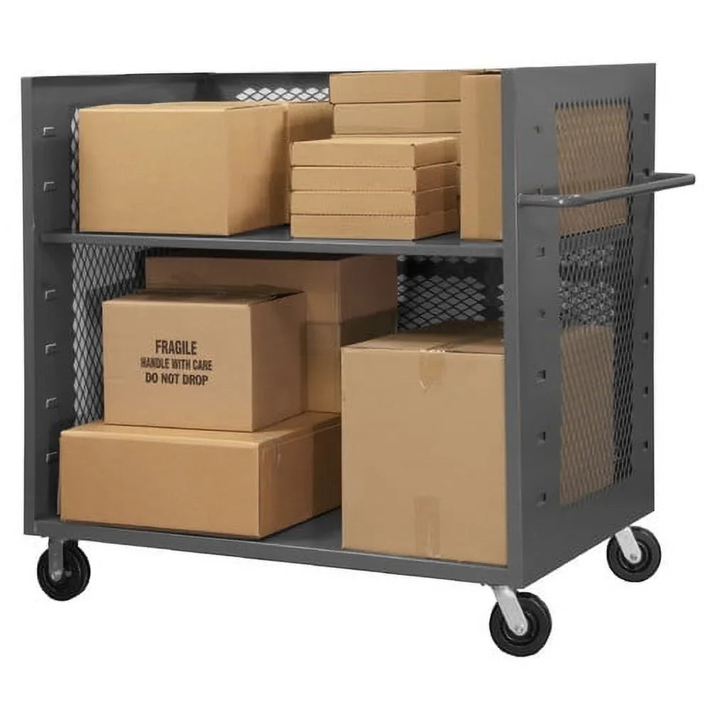Durham 3ST-EX3660-1AS-95 3 Sided Mesh Stock Truck with Shelves - 60 x 36 x 57 in.