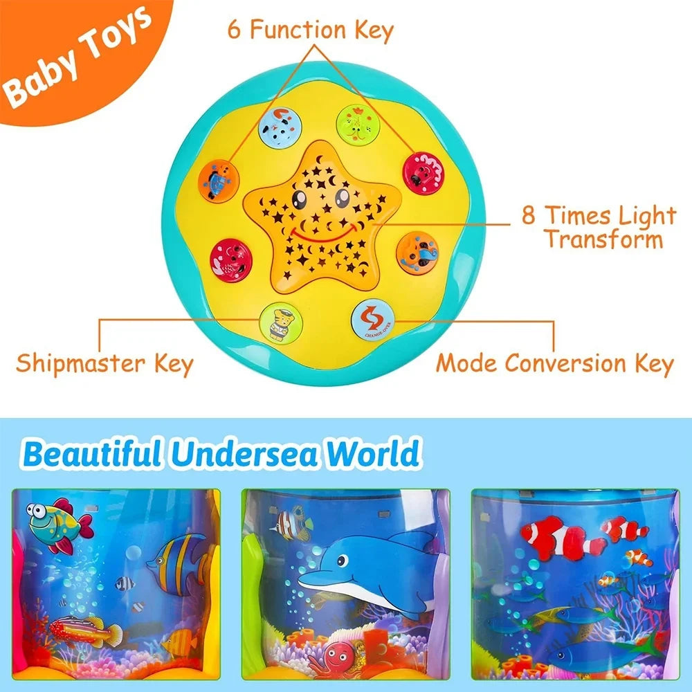 Baby Toys 6 to 12 Months - Musical Learning Infant Toys Ocean Rotating Star Light Projector - Crawling Toys for Baby 6+ Month Years Old Gift