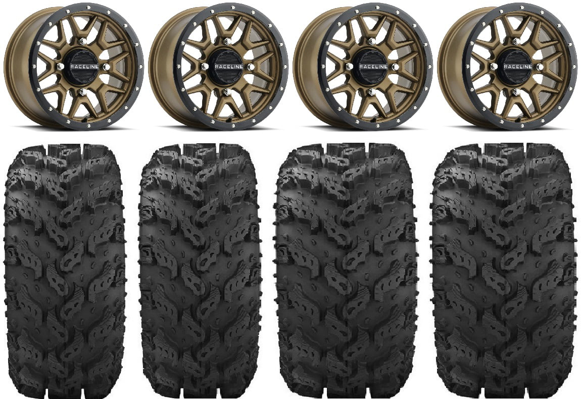Raceline Krank 14" Bronze Wheels 26" Reptile Tires Kawasaki Mule Pro FXT