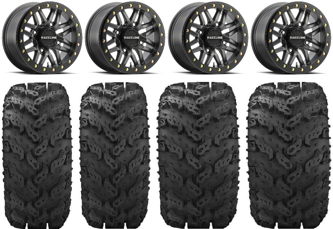 Raceline Ryno Bdlk 14" Gm Wheels 26" Reptile Tires Kawasaki Mule Pro FXT