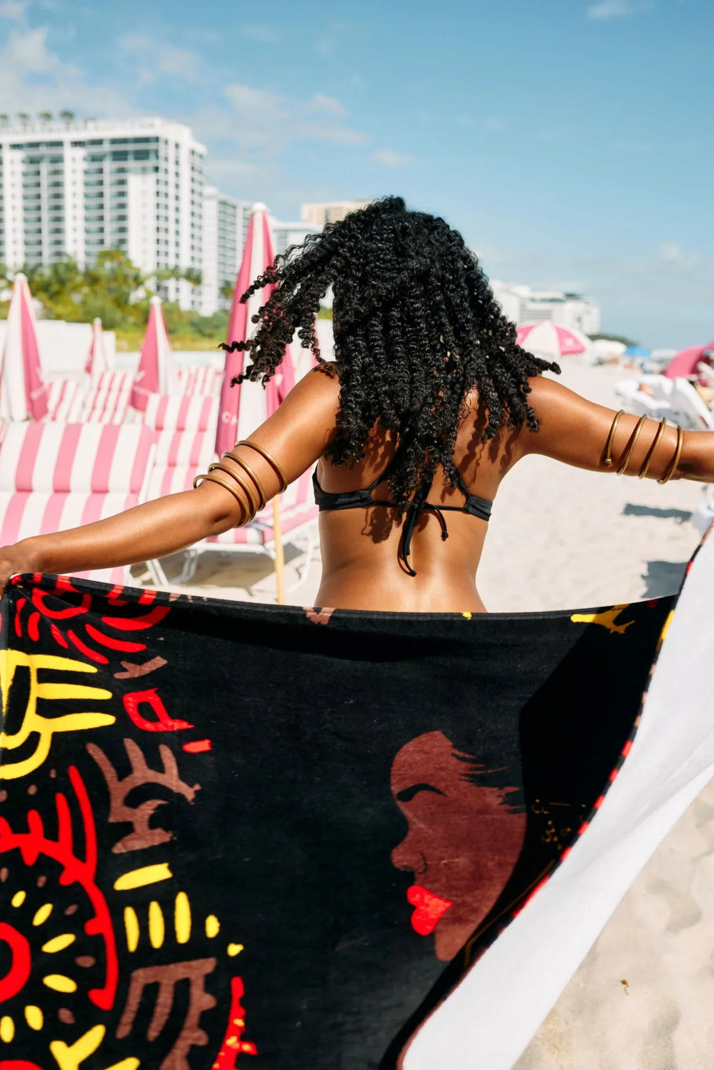 Pardon My Fro Harlem Black Large Plush Cotton Beach Towel for Women 30" x 60", 1 Piece