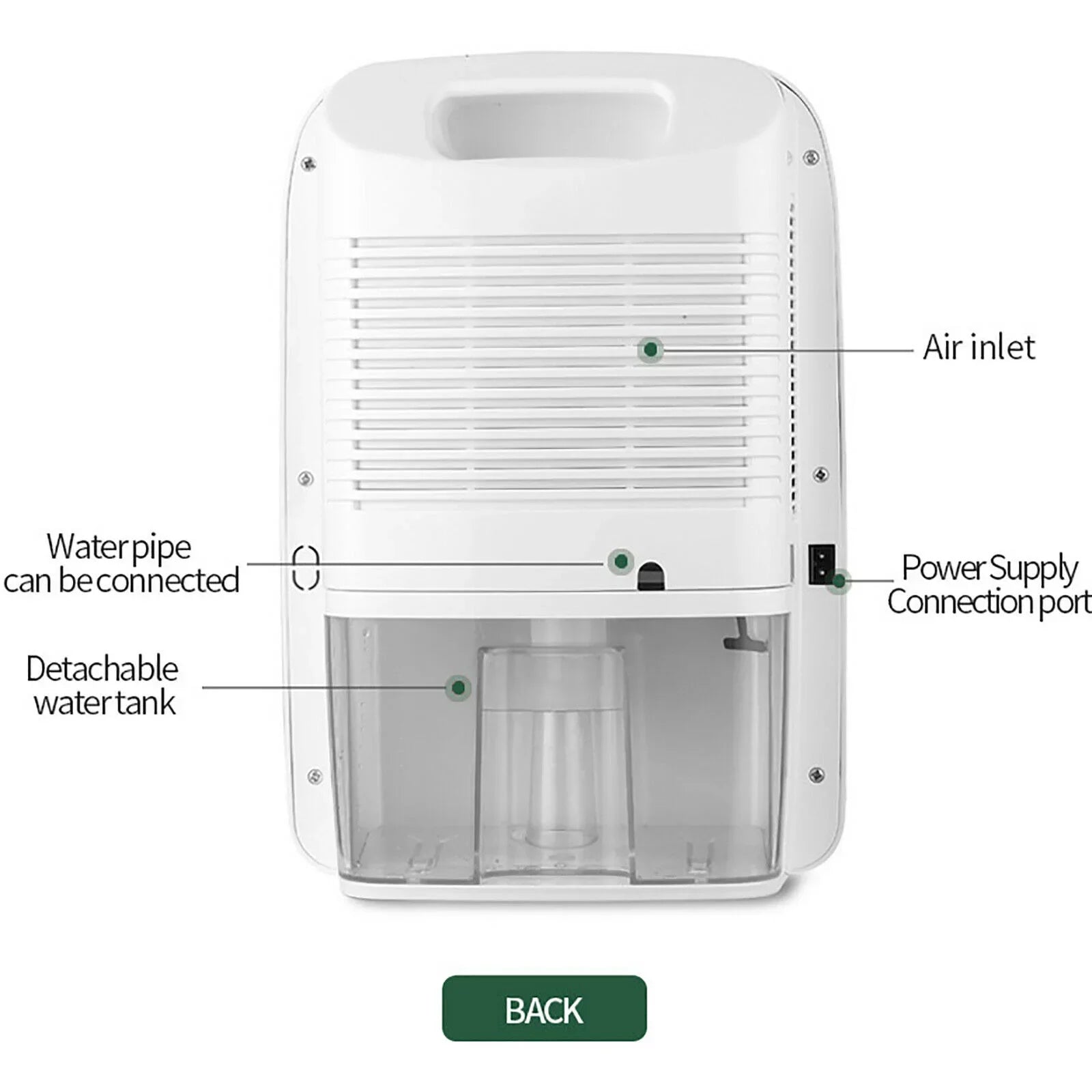 MIDUO Portable 2.5L Dehumidifier 42W Small Dehumidifier with Remote Control for Home