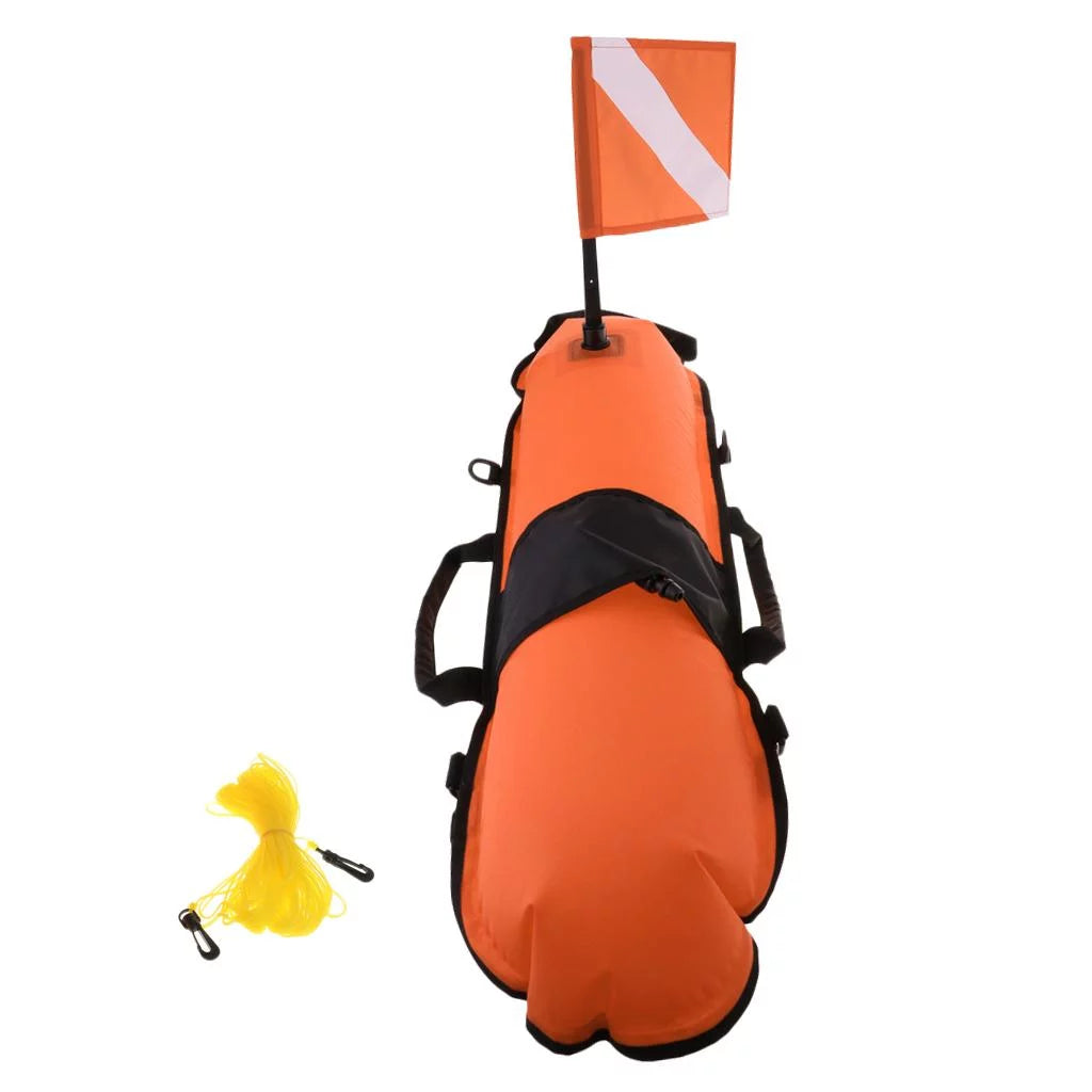 Scuba Diving Safety Float Buoy with Diver Flag, D-, Oral Inflator , 20m High Visible Snorkeling, Spearfishing, Freediving