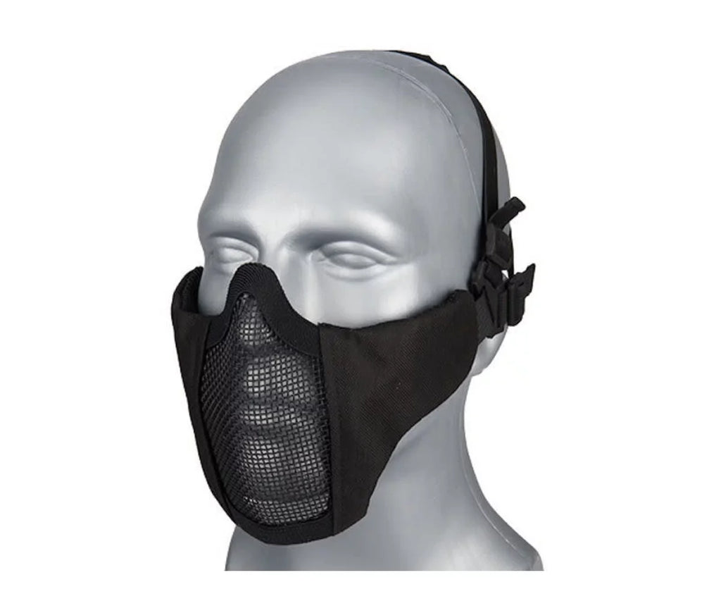 Wosport Paintball Foldable Half Face Lower Unisex Mask Comfortable Adjustable Protective Prop Black