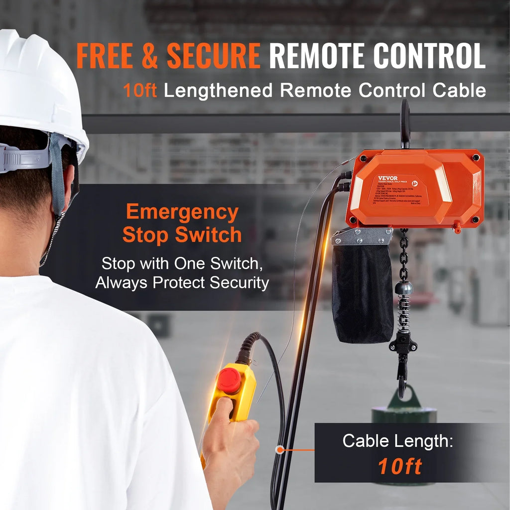 BENTISM Electric Chain Hoist Single Phase Crane Hoist 330 lbs Load 10 ft Lifting