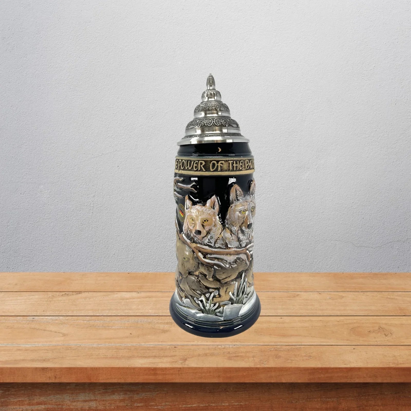 Pinnacle Peak Trading Power of the Pack Wolves in the Snow German Beer Stein .75 Liter Wolf