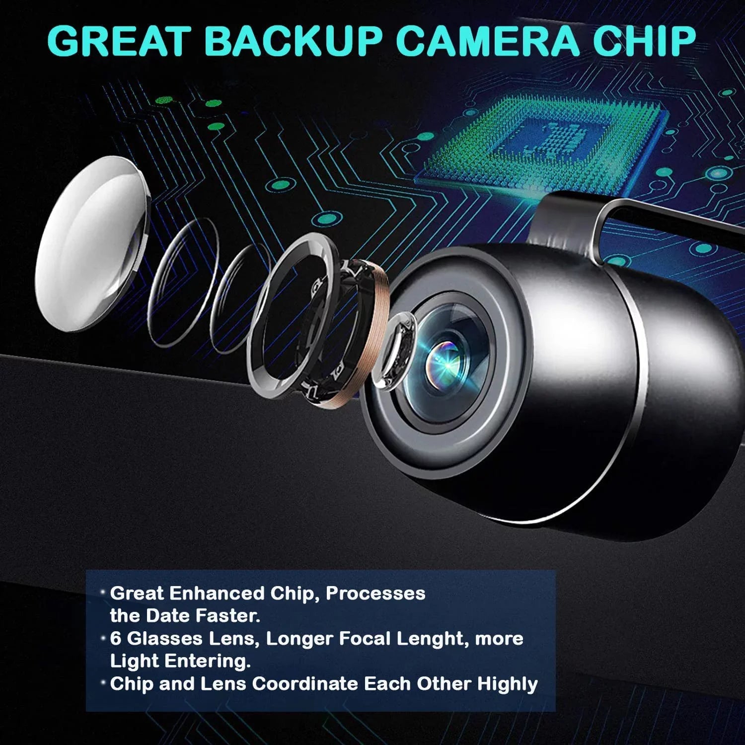 CAM123 Backup Camera Frame License Plate HD Night Vision Rear View 170° Angle Waterproof Fitting with Jensen Car Radio CAR110W CAR710 CAR710X CAR8000 CAR910W CAR910X CDR7011 CM901MIR CMR2720