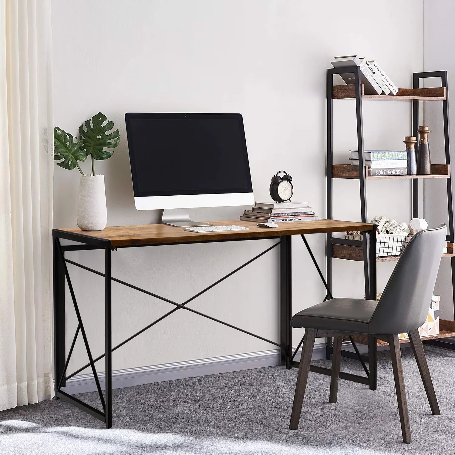 Lacoo 40 inches Home Office Writing Desk Modern Simple Study Desk, Brown