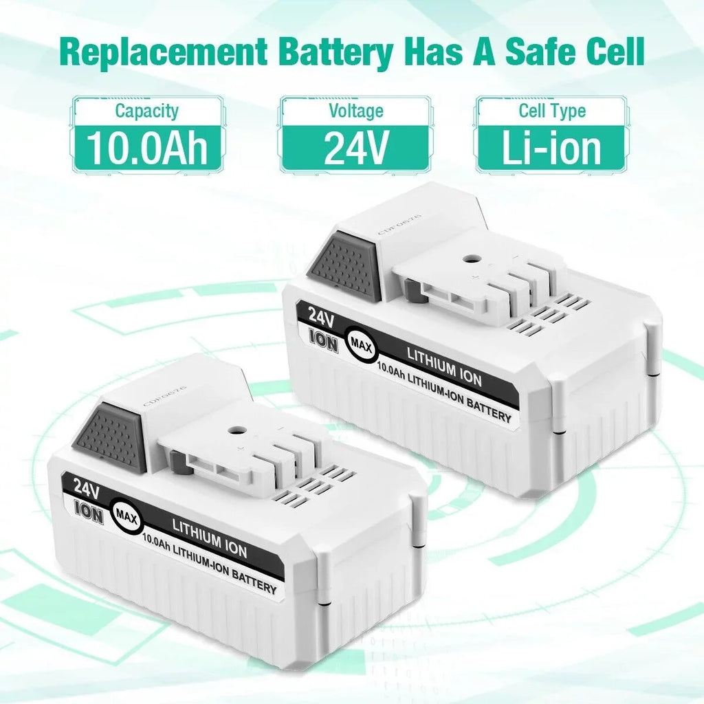 2Packs 10000mAh Li-ion Battery Fitting with Sun Joe and Snow Joe 24V Battery for 24VBAT-LTX 24VBAT-LTW 24VBAT-LTE 24VBAT-LT 24VBAT 24V-X2-SB18 iON+ System for All Joe iON+ 24V Cordless Snow Blower