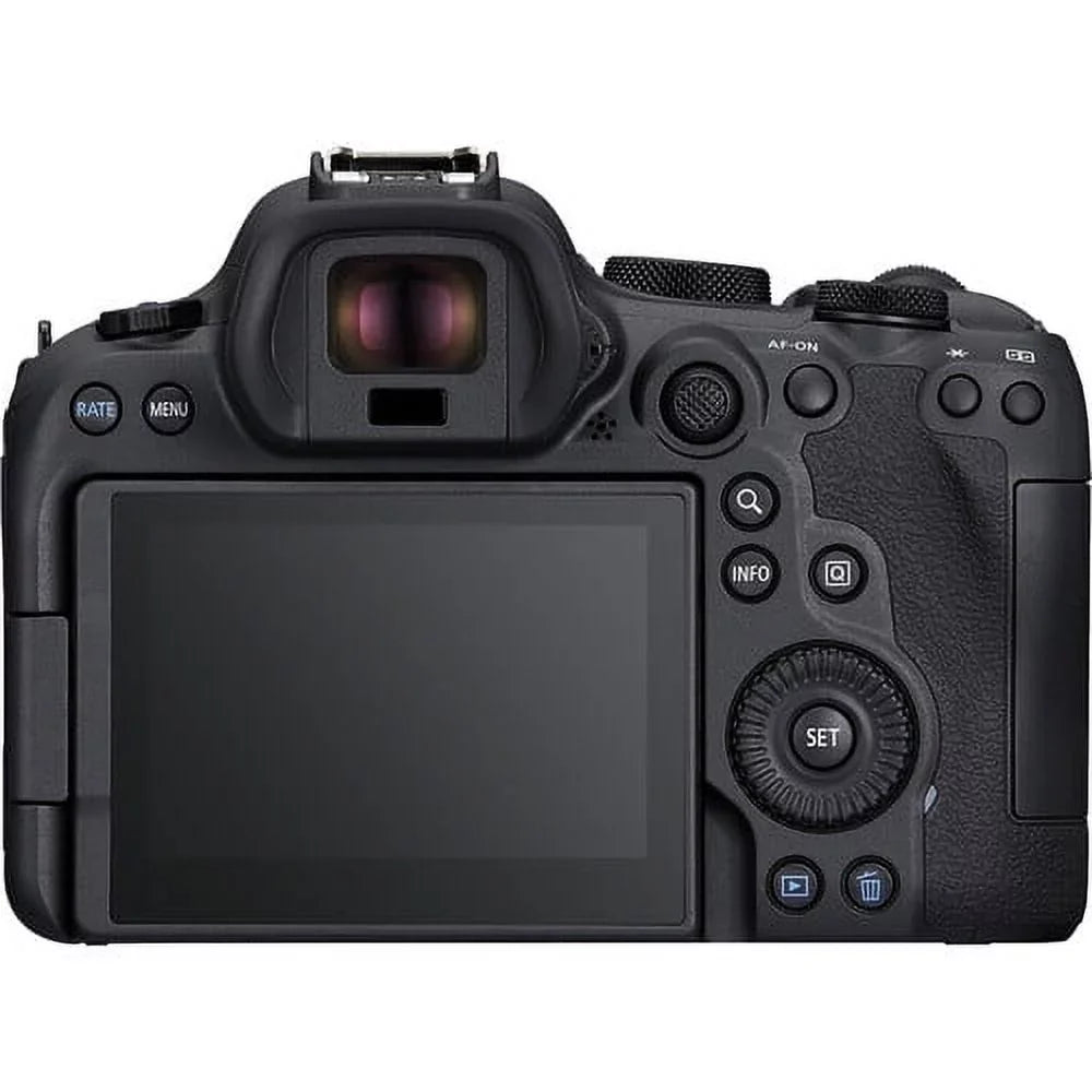 Canon EOS R6 Mark II Mirrorless Camera with 24-105mm f/4-7.1 Lens (5666C018) + 64GB Memory Card + Case + Corel Photo Software + 2 x LPE6 Battery + External Charger + Card Reader + LED Light + More