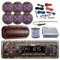 Pyle Marine DIN Bluetooth MP3 USB AUX Camo AM/FM Radio, 6x 6.5" Waterproof Camouflage LED Speakers, Elite Series 4-Channel Amplifier, Stereo Protection Enrock Antenna, 18-G 50 Ft Wire, Amp Install Kit