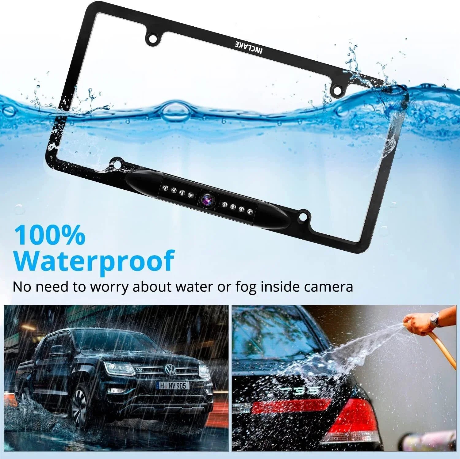 Backup Camera Waterproof Night Vision HD Wide Angle License Plate Car Rear View