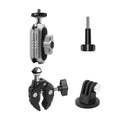 Aluminum Alloy Camera Mount Clamp - Bicycle Handlebar Adapter, 1.5kg Load Capacity, Dual Rotatable Ball Head, Adapter, Matching with AKASO, DJI, Hero 11/10/9/8/7, Insta360