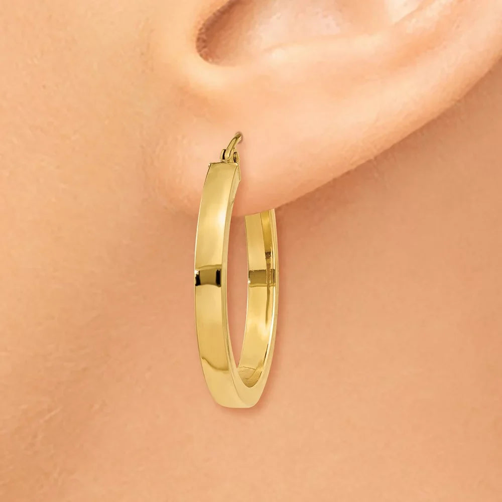 Real 14kt Yellow Gold 2x3mm Princess Square Tube Hoops; for Adults and Teens; for Women and Men