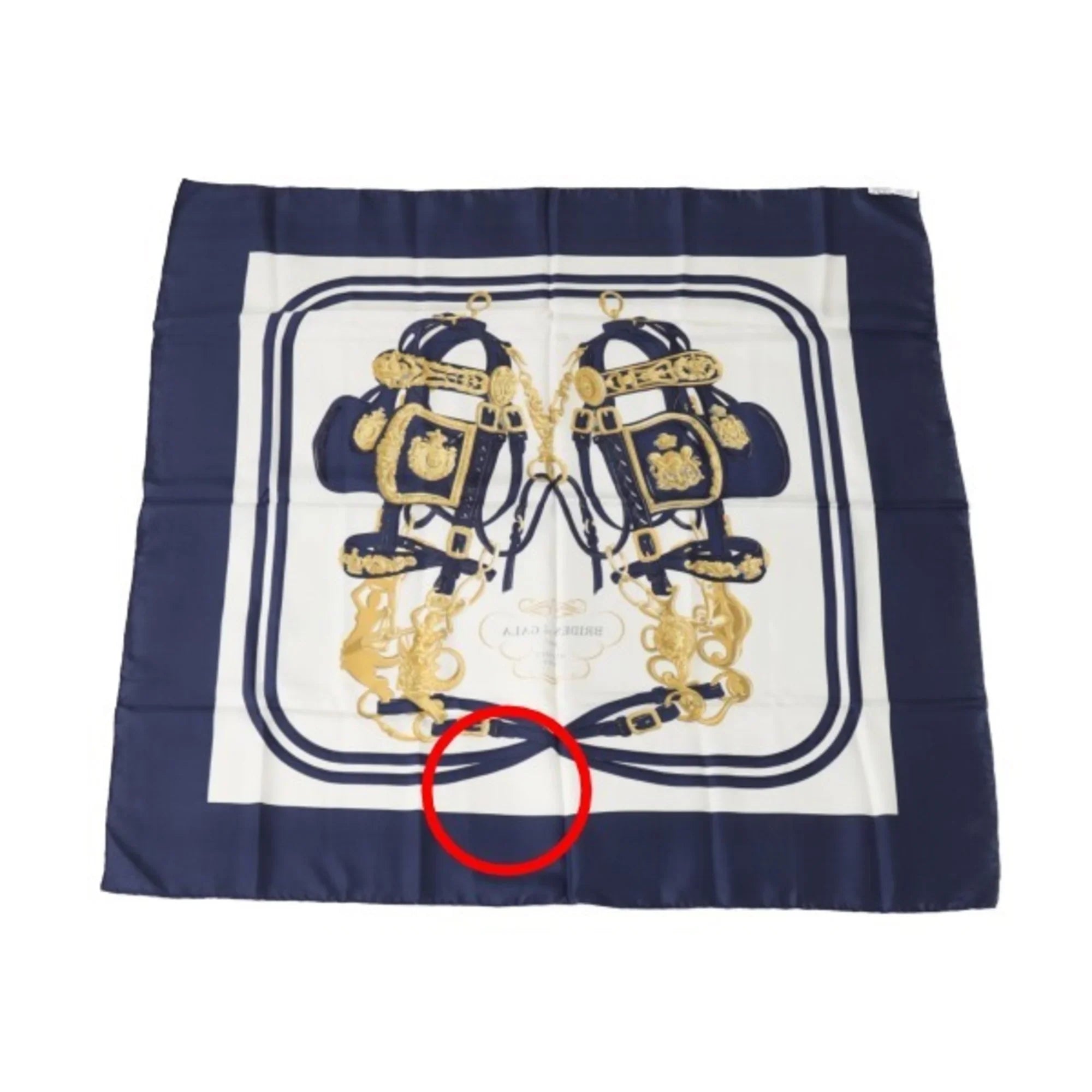 Pre-Owned HERMES BRIDES de GALA Carre90 Hermes Blue Scarf (Good)