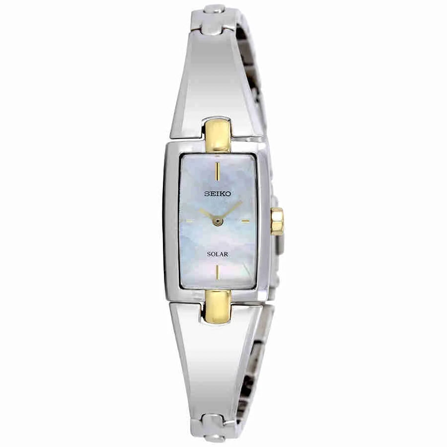 Seiko Women's SUP218 Core Solar Mother of Pearl Dial Two Tone Steel Power Reserve Watch