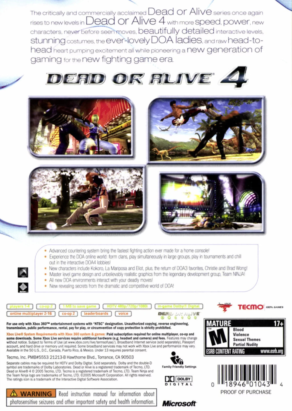 Tecmo Koei Dead or Alive 4 (Xbox 360)