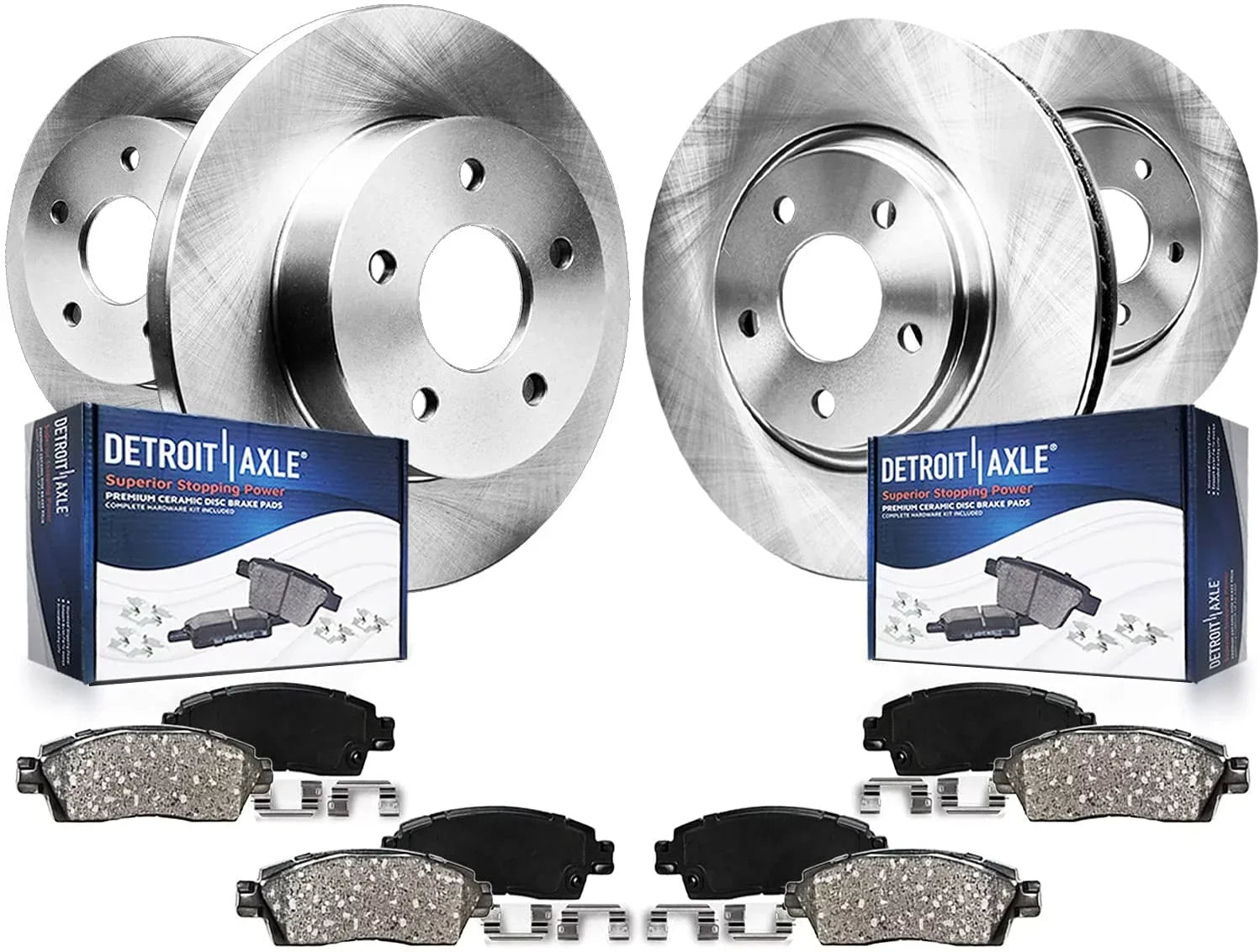 Detroit Axle - Brake Kit for 2013-2019 Ford Fusion 2013-2016 Lincoln MKZ 2014 2015 2016 Disc Brake Rotors and Ceramic Brake Pads Replacement : 11.81" Front and 11.89" Rear Rotor