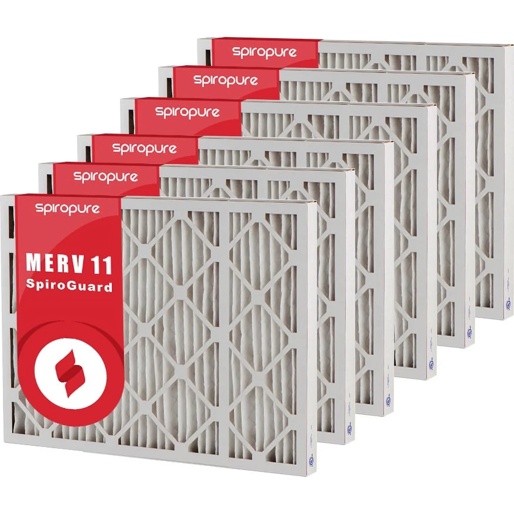 SpiroPure 18x32x2 MERV 11 Pleated Filter Air Filters - Made in USA (6 Pack)