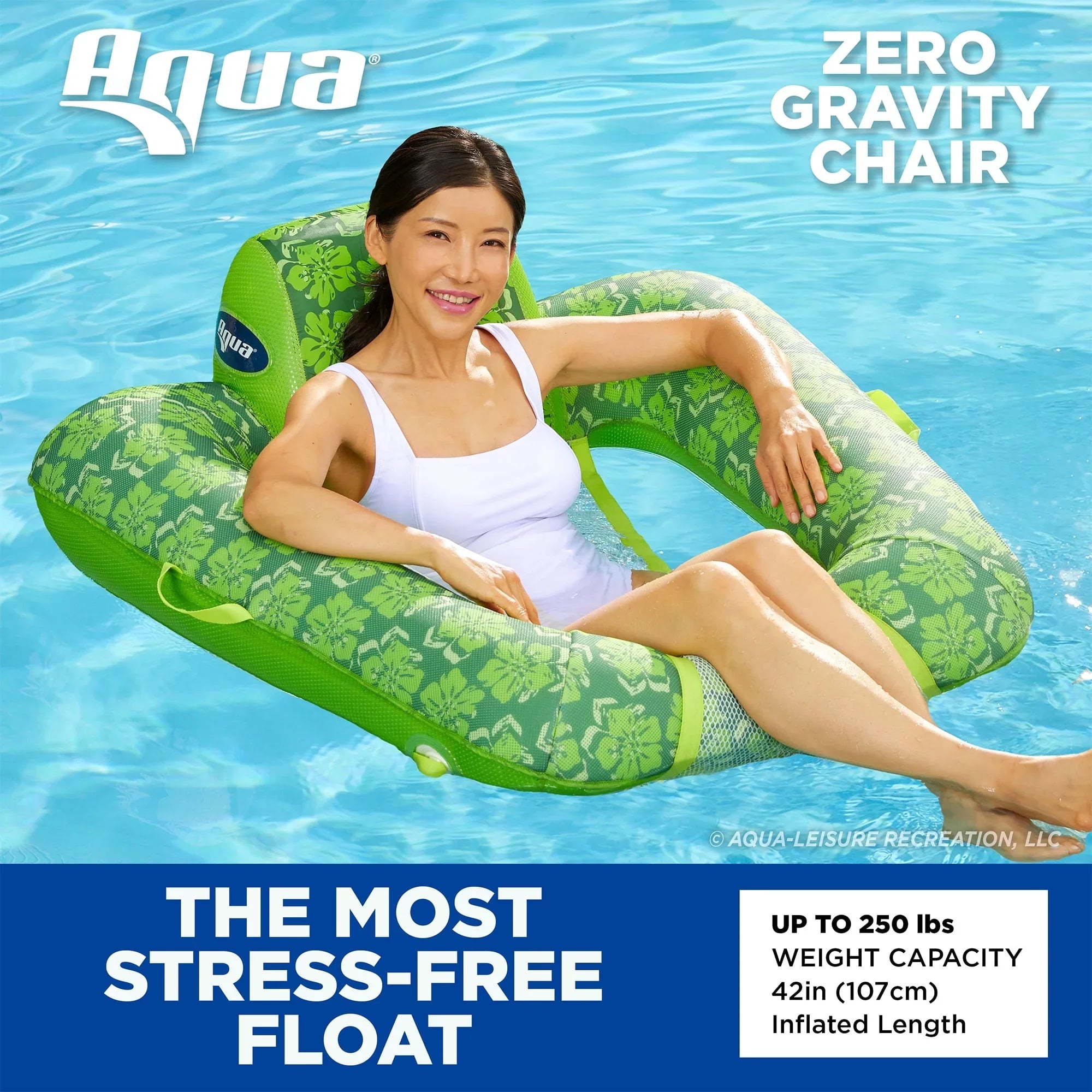 Aqua Leisure Campania 2in1 Lounger, Floral & Zero Gravity Pool Float