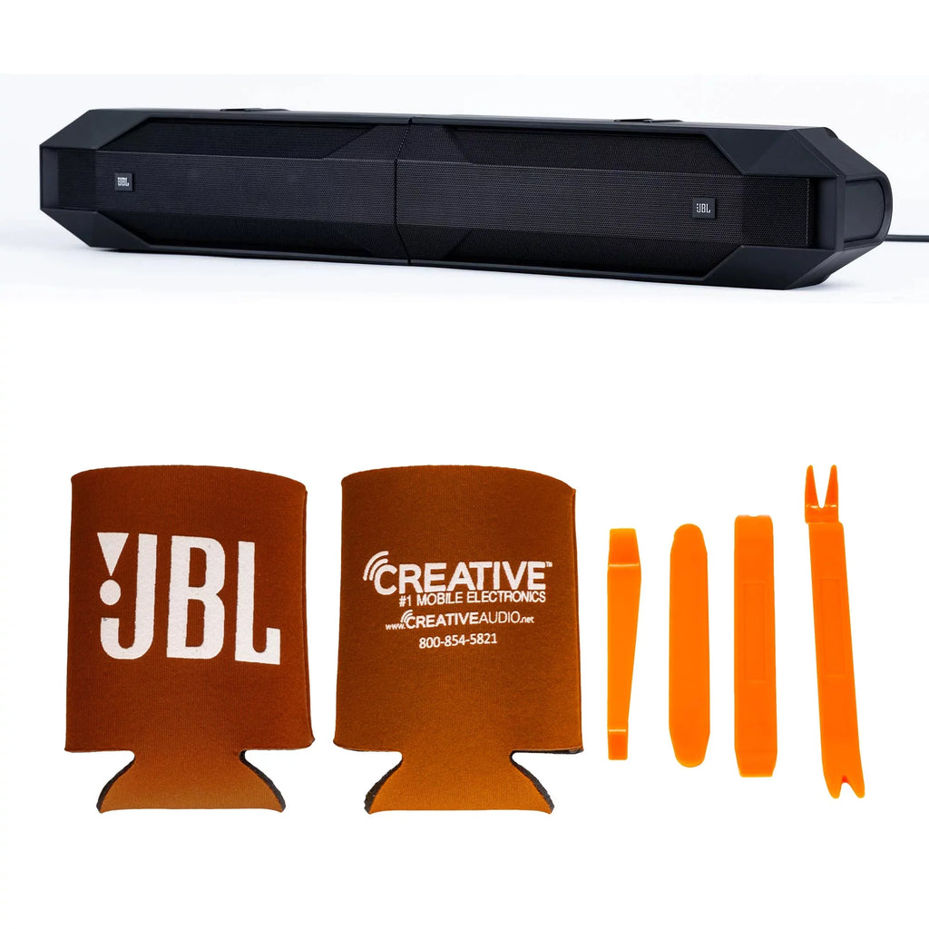 JBL JBLBB4005D - 5-Door Passive Sound Bar Suitable with Bronco with JBL Apex PA 1502 2 Channel Marine & Powersport Amplifier - 150 x 2 At 2-Ohms and Bronco Install Accessories