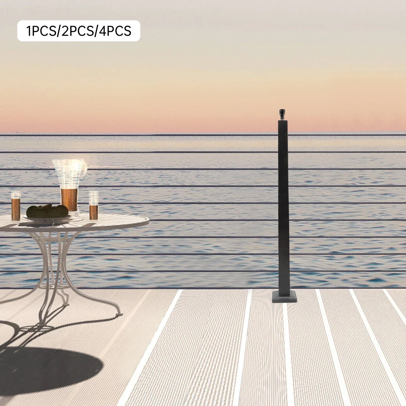 36"*2"*2" Cable Railing Post Adjustable Top Level drilled Post Level Line Post Top Mount Stainless Steel Black Finish Wood Concrete Level Deck