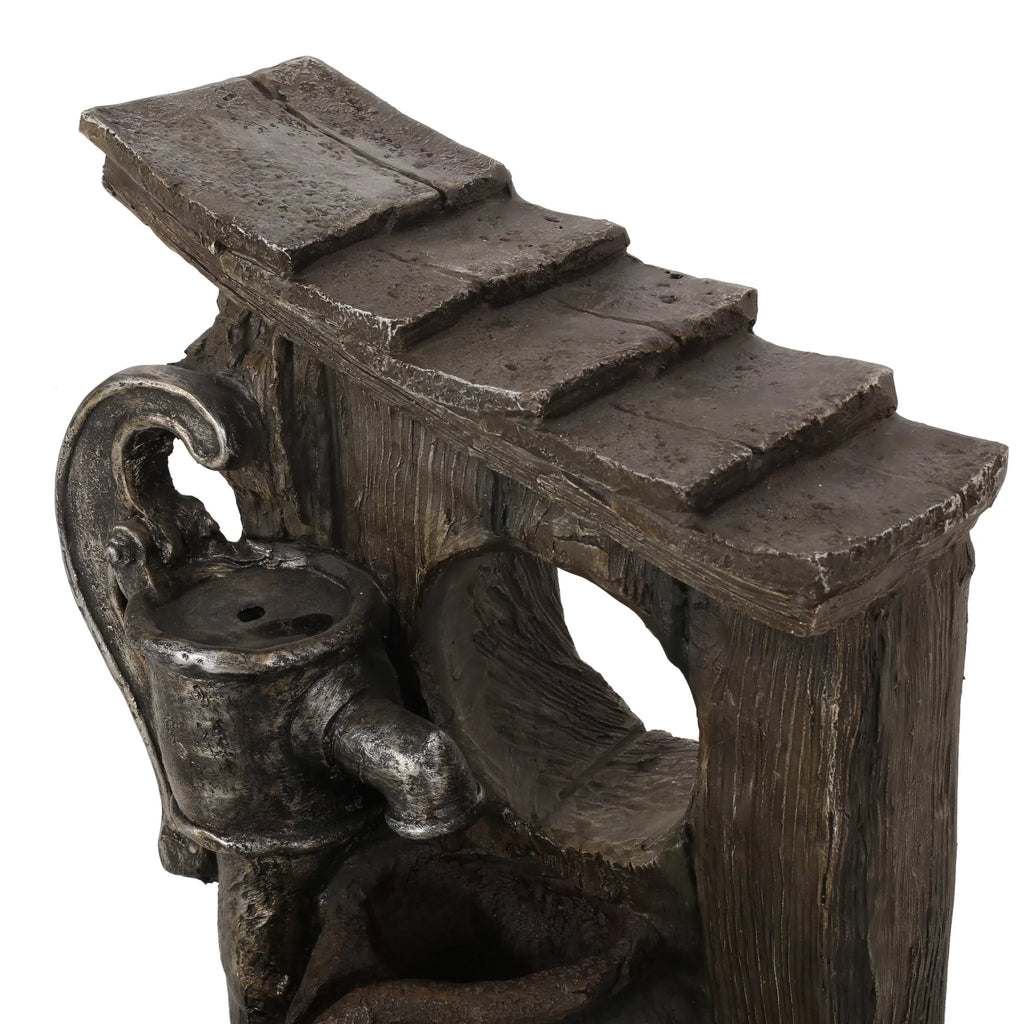 Haralson Outdoor 3 Tier Jar Fountain, Brown and Gray