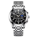 POEDAGAR Men Watch Sport Chronograph Quartz Watches Top Brand Luxury Full Steel Waterproof Luminous Date Man Fashion Wristwatch 8169 Black S