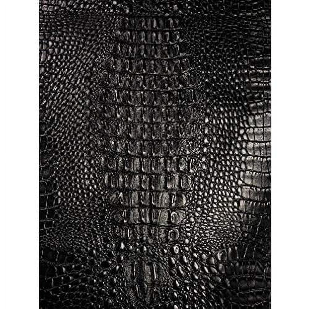 Vinyl Fabric Crocodile Fake Leather Upholstery 54" Wide Sold By The Yard (SEMI Glossy Black)