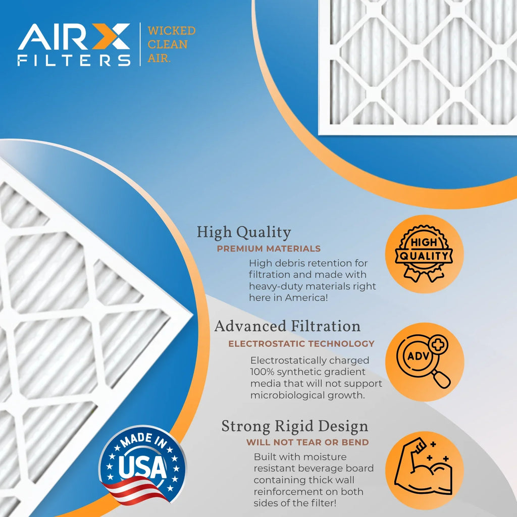 16x20x1 Air Filter MERV 8 Comparable to MPR 700 & FPR 5 Electrostatic Pleated Air Conditioner Filter 6 Pack HVAC AC Premium USA Made 16x20x1 Furnace Filters by AIRX FILTERS WICKED CLEAN AIR.