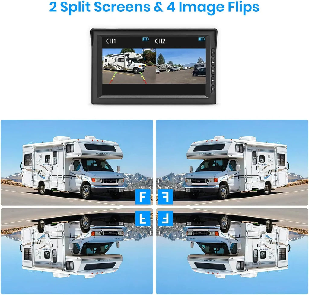 Auto-Vox Truck Wireless Backup Camera with 7" Monitor, Trailer Rear View Camera, Digital Reverse Camera for Camper, Vans