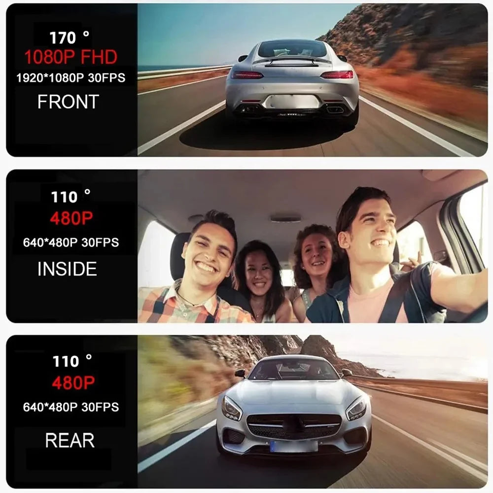 Andoer Dash Camera,Mirror Car Video 3 Cameras Car Rearview Mirror Car Camera Auto Rearview Mirror Car Safety 2in Clear Car Clear Car Rearview Dash Cam Camera Cars Car Qisuo VideoDash Wenzi Buzhi