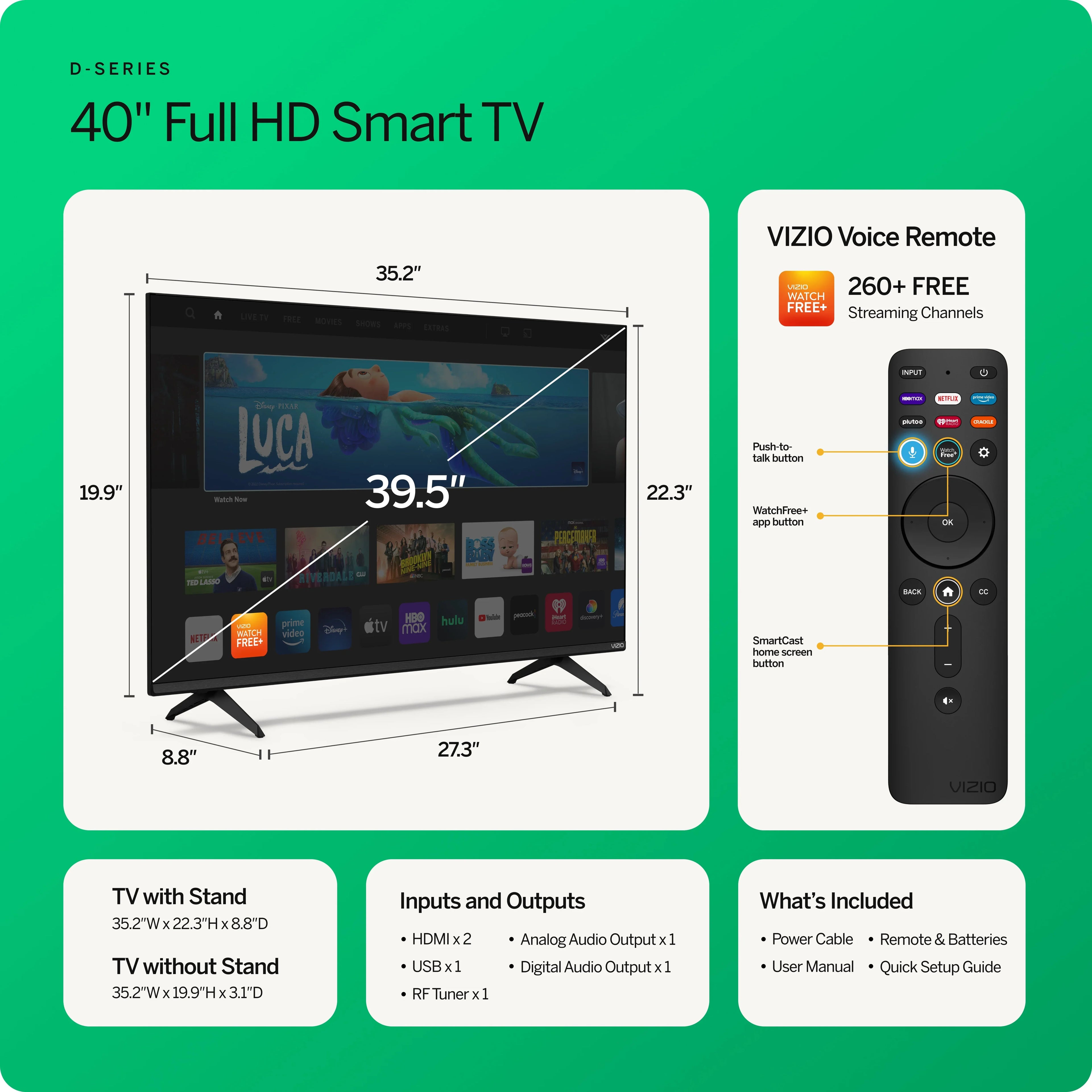 Restored VIZIO 40" Class D-Series FHD LED Smart TV NEW 2023 (Online Only) D40fM-K09 (Refurbished)